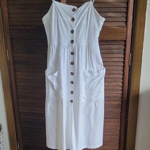 White Button-Down Sundress